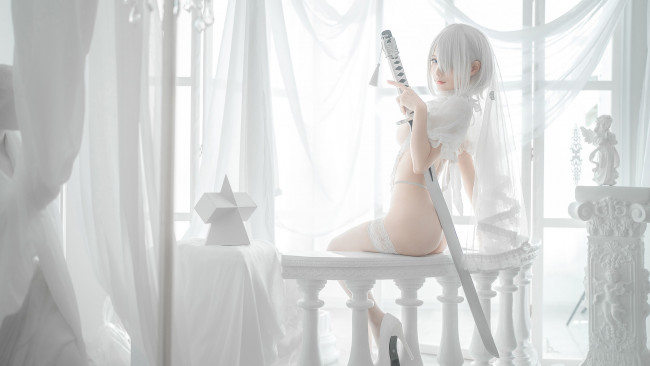 Обои картинки фото девушки, - креатив,  косплей, cosplay, азиатка, stupid, momo