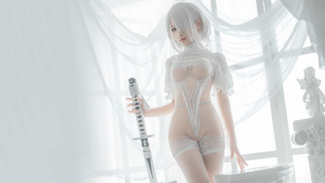 Обои картинки фото девушки, - креатив,  косплей, cosplay, азиатка, stupid, momo