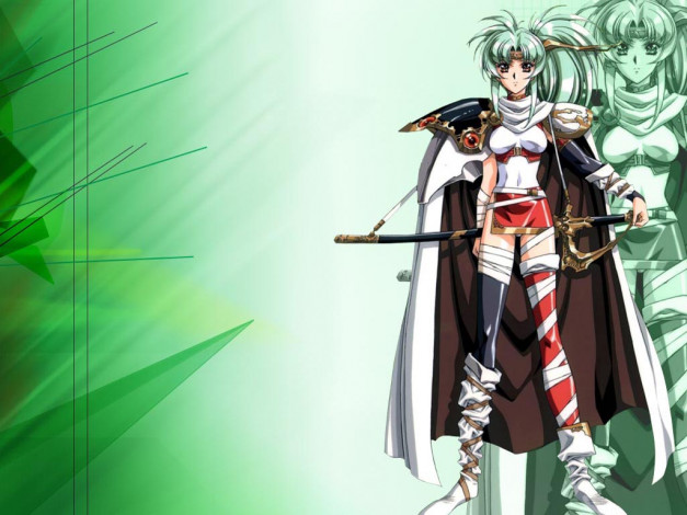 Обои картинки фото аниме, weapon, blood, technology, девушка, глаза, волосы