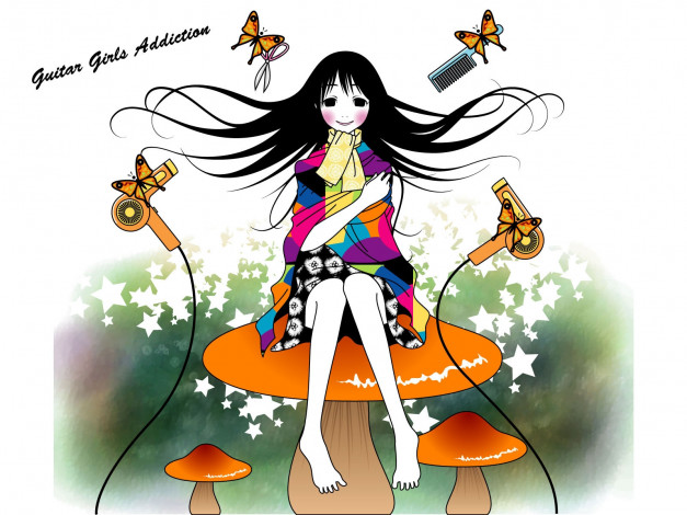 Обои картинки фото аниме, guitar, girls, addiction