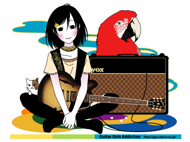 Обои картинки фото аниме, guitar, girls, addiction