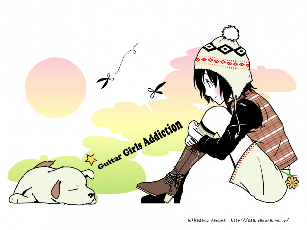 Обои картинки фото аниме, guitar, girls, addiction