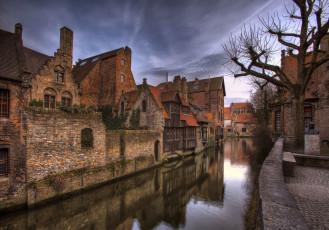 Картинка города брюгге бельгия канал дома