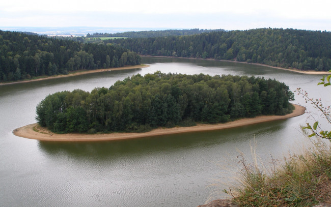 Обои картинки фото природа, реки, озера, лес, река, деревья, остров