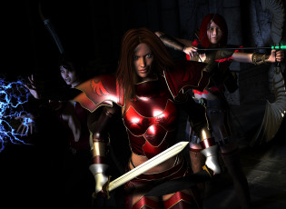 Картинка 3д графика amazon амазонки девушки меч лук