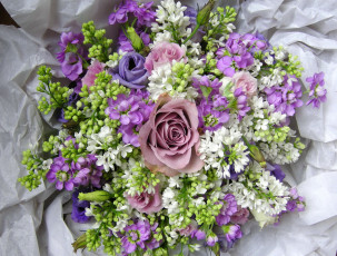 Картинка цветы разные+вместе розы сирень