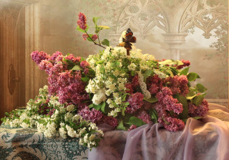 Картинка цветы разные+вместе сирень охапка