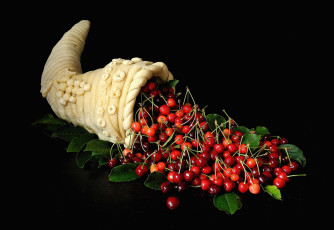 Картинка еда вишня +черешня ягоды рог