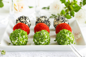 обоя еда, салаты,  закуски, шарики, кунжут, лук