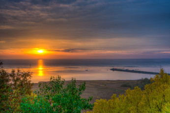 Картинка природа восходы закаты солнце горизонт океан пляж