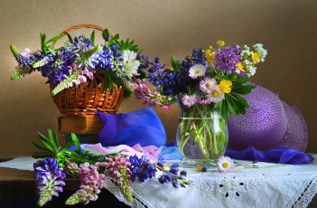 Картинка цветы разные+вместе люпин маргаритки алиум