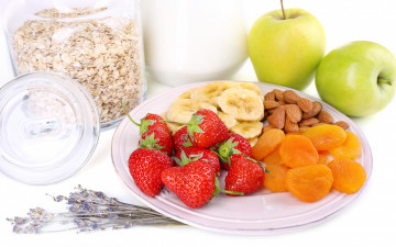 Картинка еда разное миндаль мюсли курага