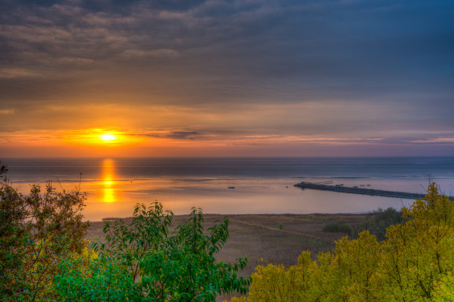 Обои картинки фото природа, восходы, закаты, солнце, горизонт, океан, пляж