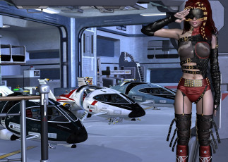 Картинка 3д+графика фантазия+ fantasy самолеты фон взгляд девушка