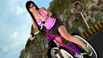 обоя 3д графика, аниме , anime, фон, велосипед, взгляд, девушка