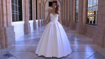 Картинка 3д+графика люди+ people платье взгляд фон девушка