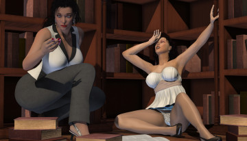 Картинка 3д+графика фантазия+ fantasy девушки книги фон взгляд