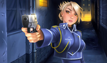 Картинка рисованное люди девушка взгляд фон оружие