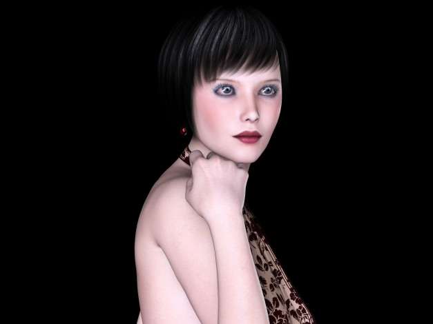 Обои картинки фото 3д графика, портрет , portraits, фон, взгляд, девушка