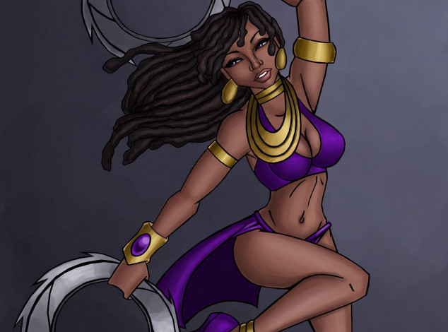 Обои картинки фото рисованное, люди, танец, фон, взгляд, девушка