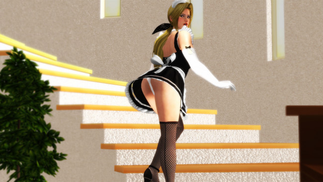 Обои картинки фото 3д графика, фантазия , fantasy, взгляд, девушка, лестница, фон