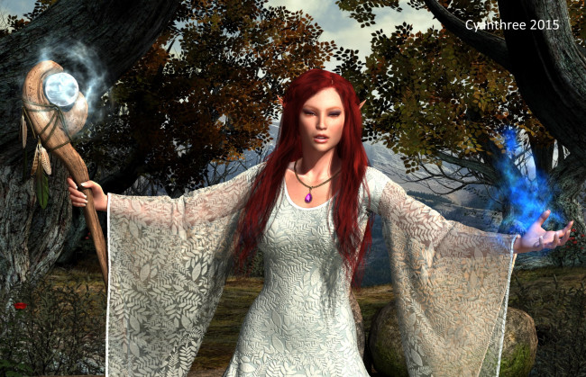 Обои картинки фото 3д графика, эльфы , elves, магия, шест, фон, взгляд, эльфийка