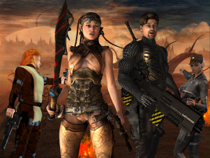 Картинка 3д+графика фантазия+ fantasy фон взгляд девушка оружие мужчина