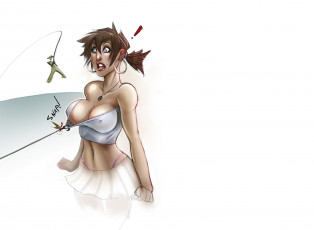 обоя юмор и приколы, девушка, фон, испуг, крючок