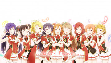 Картинка аниме love+live +school+idol+project девушки взгляд фон