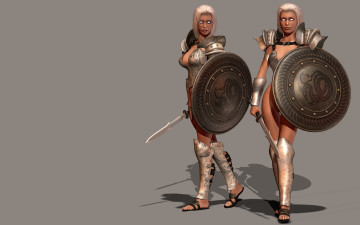 Картинка 3д+графика амазонки+ amazon щит взгляд фон девушки меч