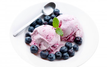 Картинка еда мороженое +десерты черника мята