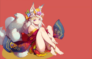 Картинка аниме животные +существа девушка