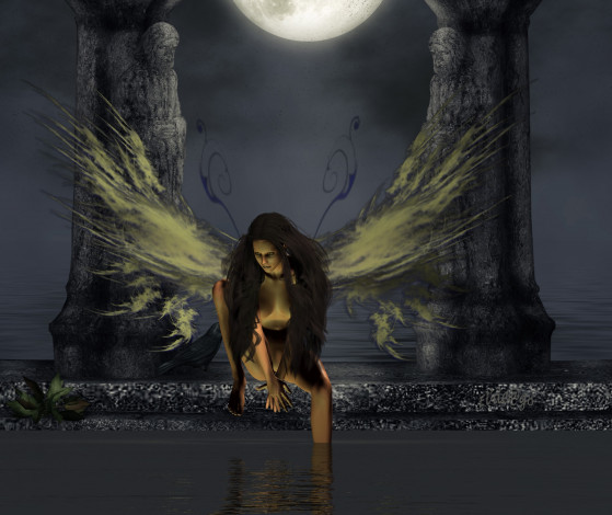 Обои картинки фото 3д графика, эльфы , elves, взгляд, фон, фея