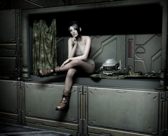 Обои картинки фото 3д графика, люди , people, фон, взгляд, девушка