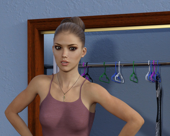 Обои картинки фото 3д графика, люди , people, взгляд, девушка, фон