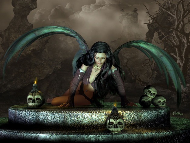 Обои картинки фото 3д графика, эльфы , elves, взгляд, черенпа, фея, фон