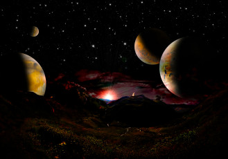 Картинка 3д+графика атмосфера настроение+ atmosphere+ +mood+ вселенная планеты поверхность