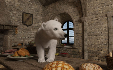 Картинка 3д+графика животные+ animals фон медвежонок