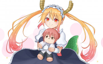 Картинка аниме miss+kobayashi`s+dragon+maid фон взгляд девушка