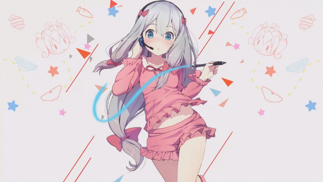 Обои картинки фото аниме, eromanga-sensei, фон, взгляд, девушка