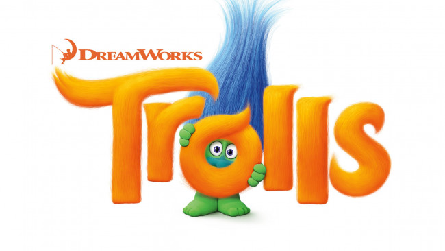 Обои картинки фото мультфильмы, trolls, логотип, фон
