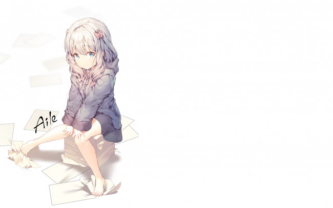 Обои картинки фото аниме, eromanga-sensei, девушка, фон, взгляд