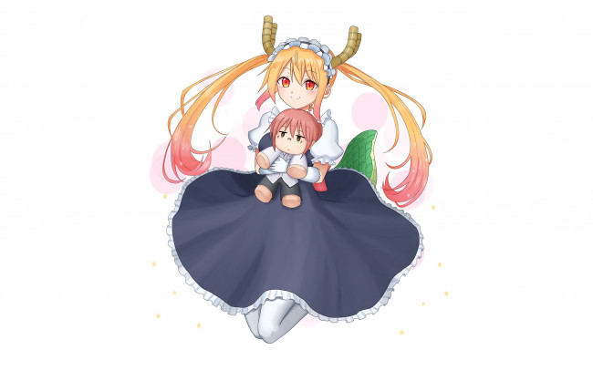 Обои картинки фото miss kobayashi`s dragon maid, аниме, фон, взгляд, девушка
