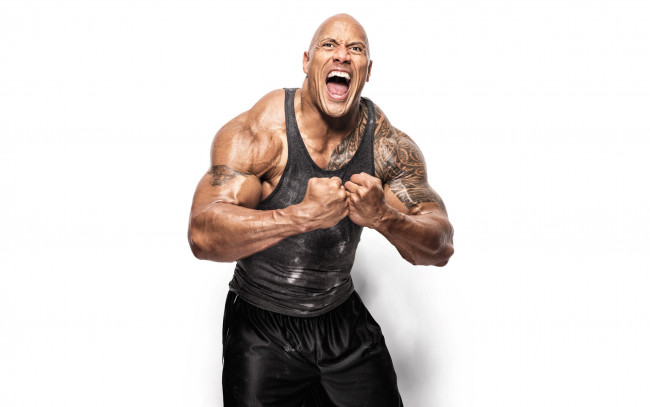 Обои картинки фото мужчины, dwayne johnson , the rock, бицепсы, тату
