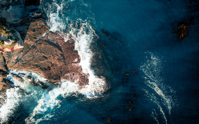 Обои картинки фото природа, побережье, скалы, вода, панорама