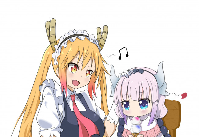 Обои картинки фото аниме, miss kobayashi`s dragon maid, девушка, взгляд, фон
