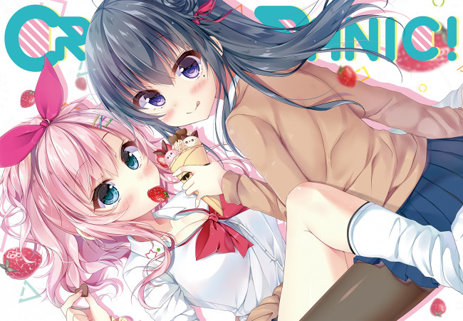 Обои картинки фото аниме, unknown,  другое, девушки, взгляд, фон