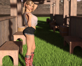 Картинка 3д+графика люди+ people девушка взгляд фон