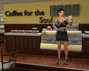 Картинка 3д+графика люди+ people девушка взгляд фон