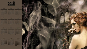 Картинка календари фэнтези дым крест профиль девушка